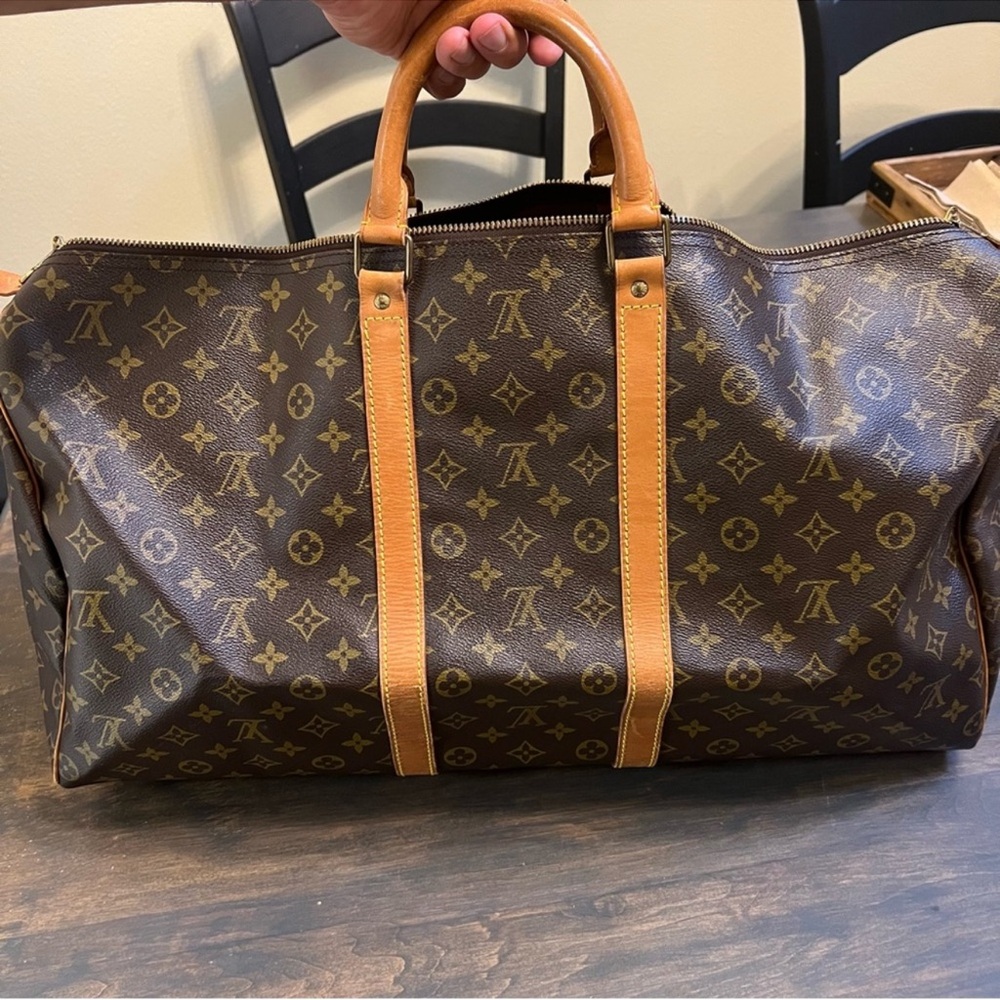 🎁 Louis Vuitton Monogram 55 Duffel Bag in Brown and Tan